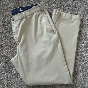 Lauren Ralph Lauren Mens Flat Front Chinos 38x30, Beige, Excellent Condition